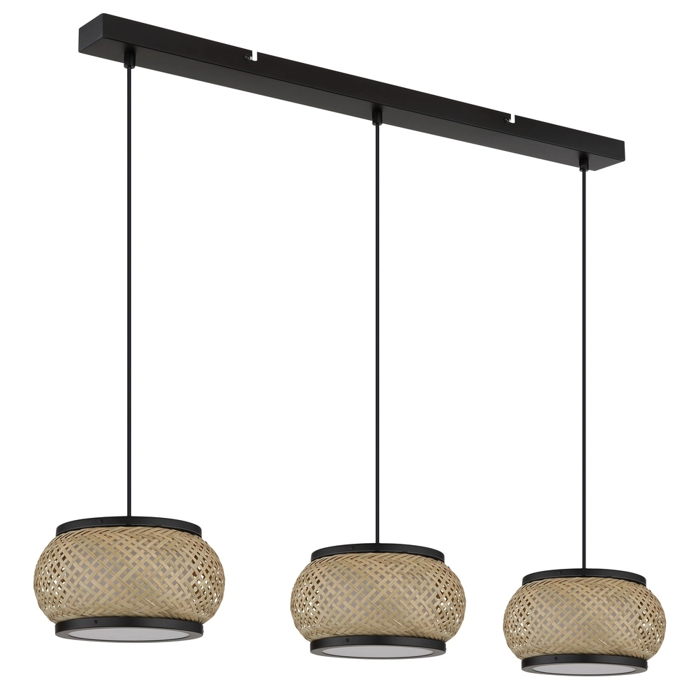 Lampe suspendue Bambora 3 lumières avec du bambou Globo 9007371566860