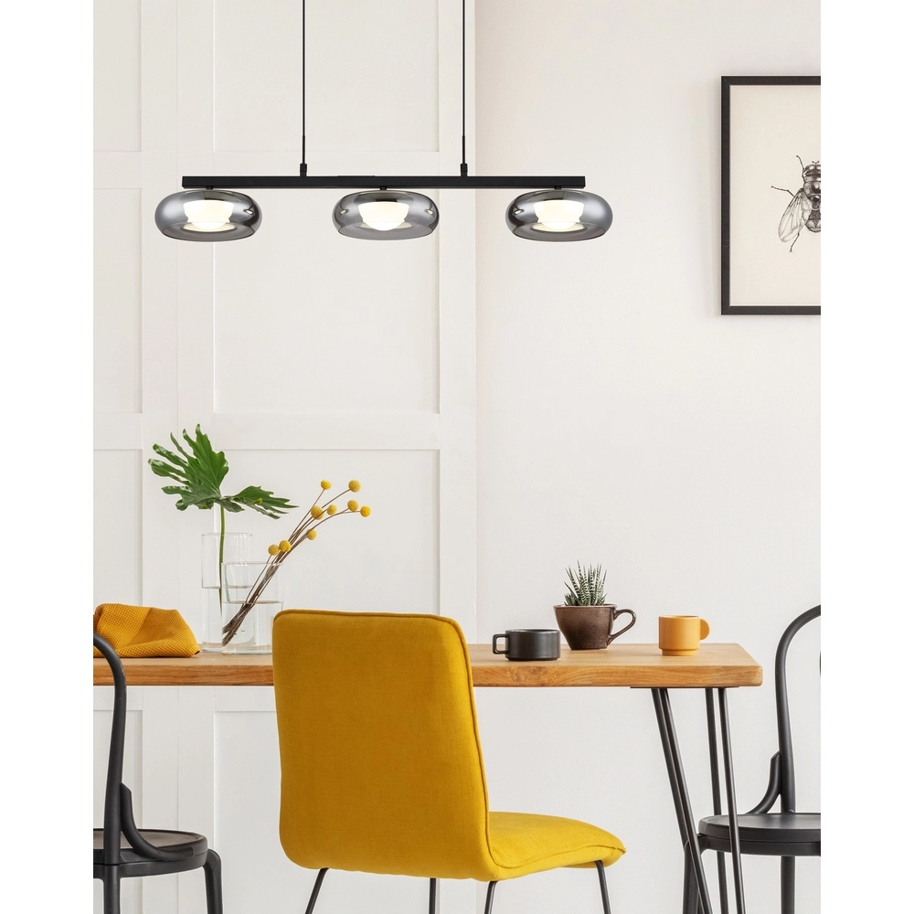 Lampe pendante de conception Carlene Noir à 3 lumières Globo 9007371566181