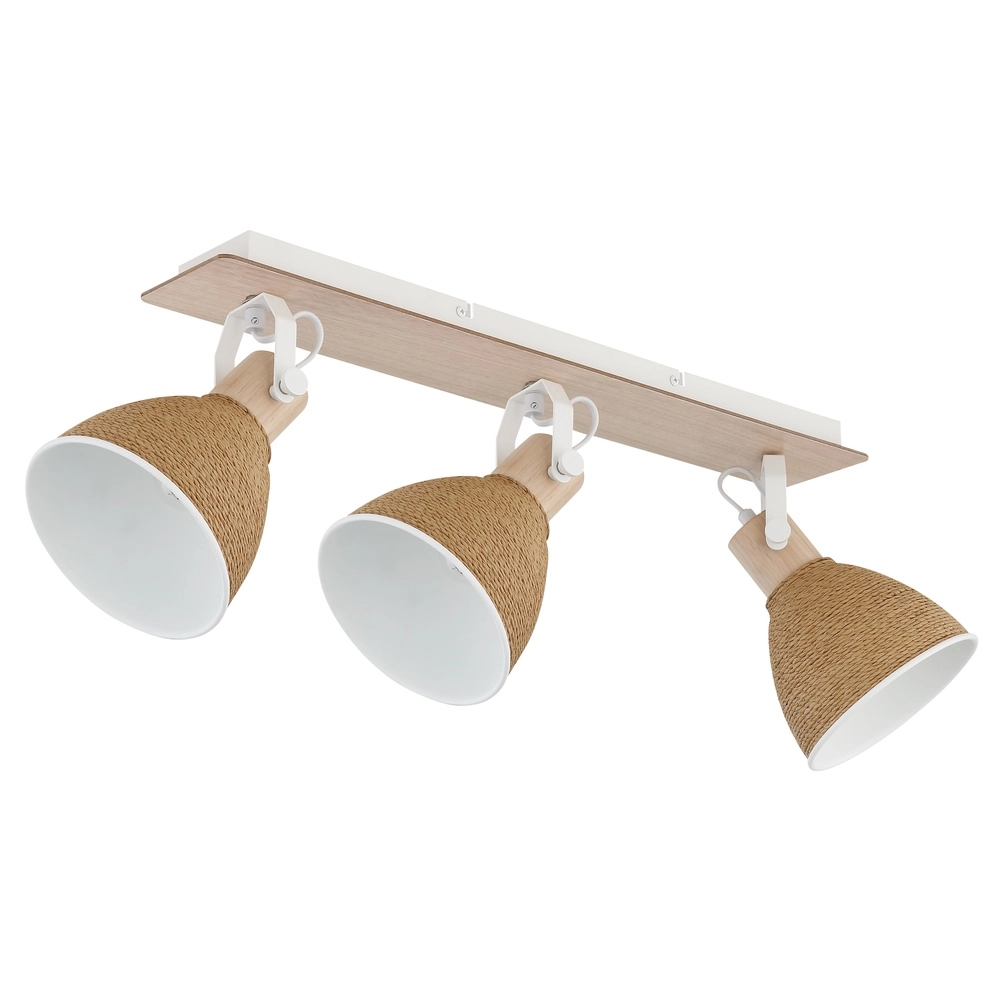 Lampe de plafond Lyndon Blanc à 3 lumières avec rotin Globo 9007371586745