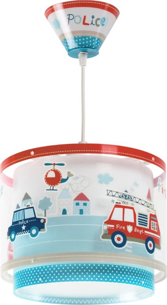 Lampe suspendue chambre d'enfant Police rouge avec du bleu