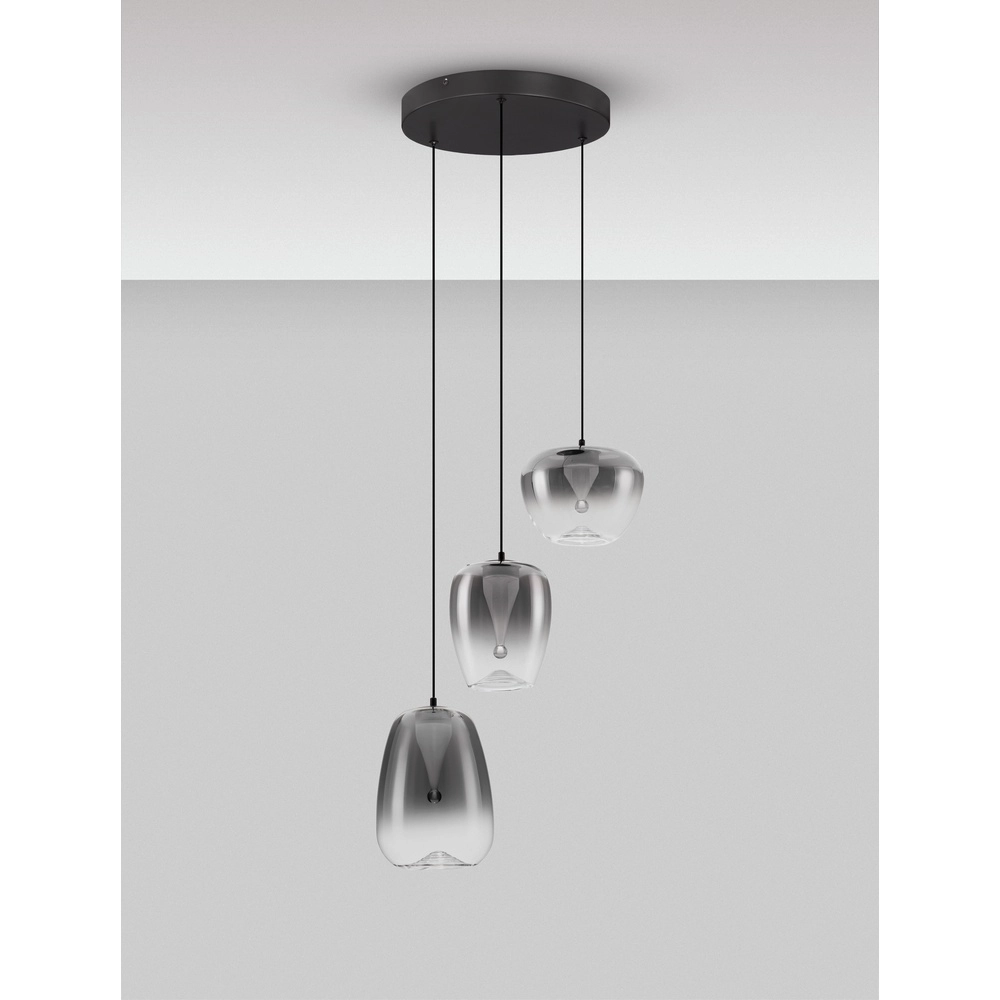 Suspension design Oblo Verre fumé à 3 lumières Lyora 5212017474124
