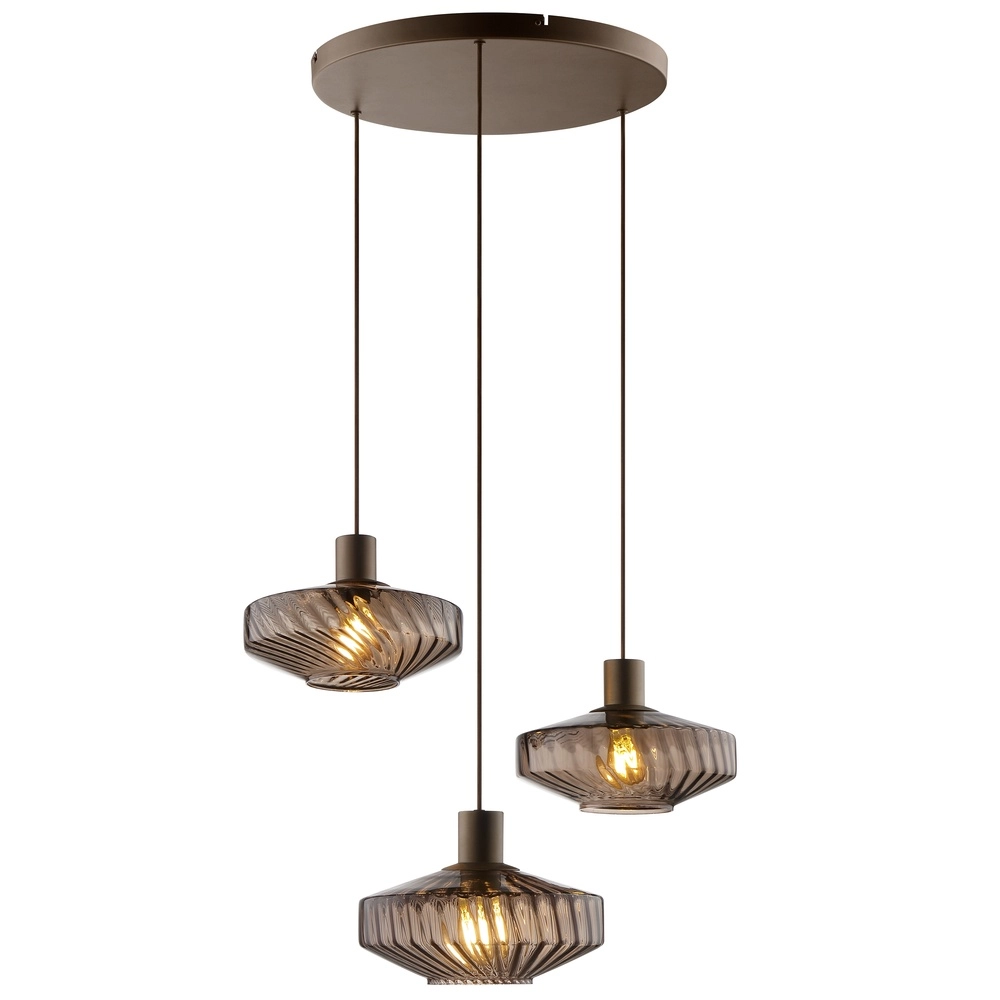 Lampe pendante unique Lyn Café brun 3 lumières
