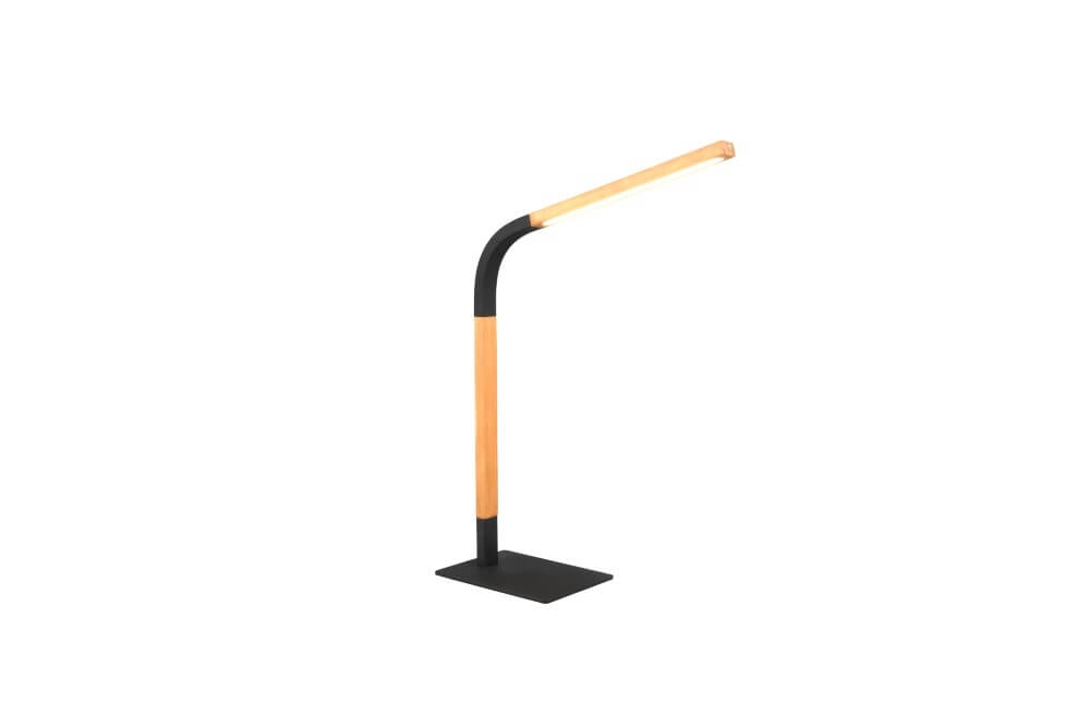 Lampe de table flexible Norris noir avec bois Trio 4017807599992
