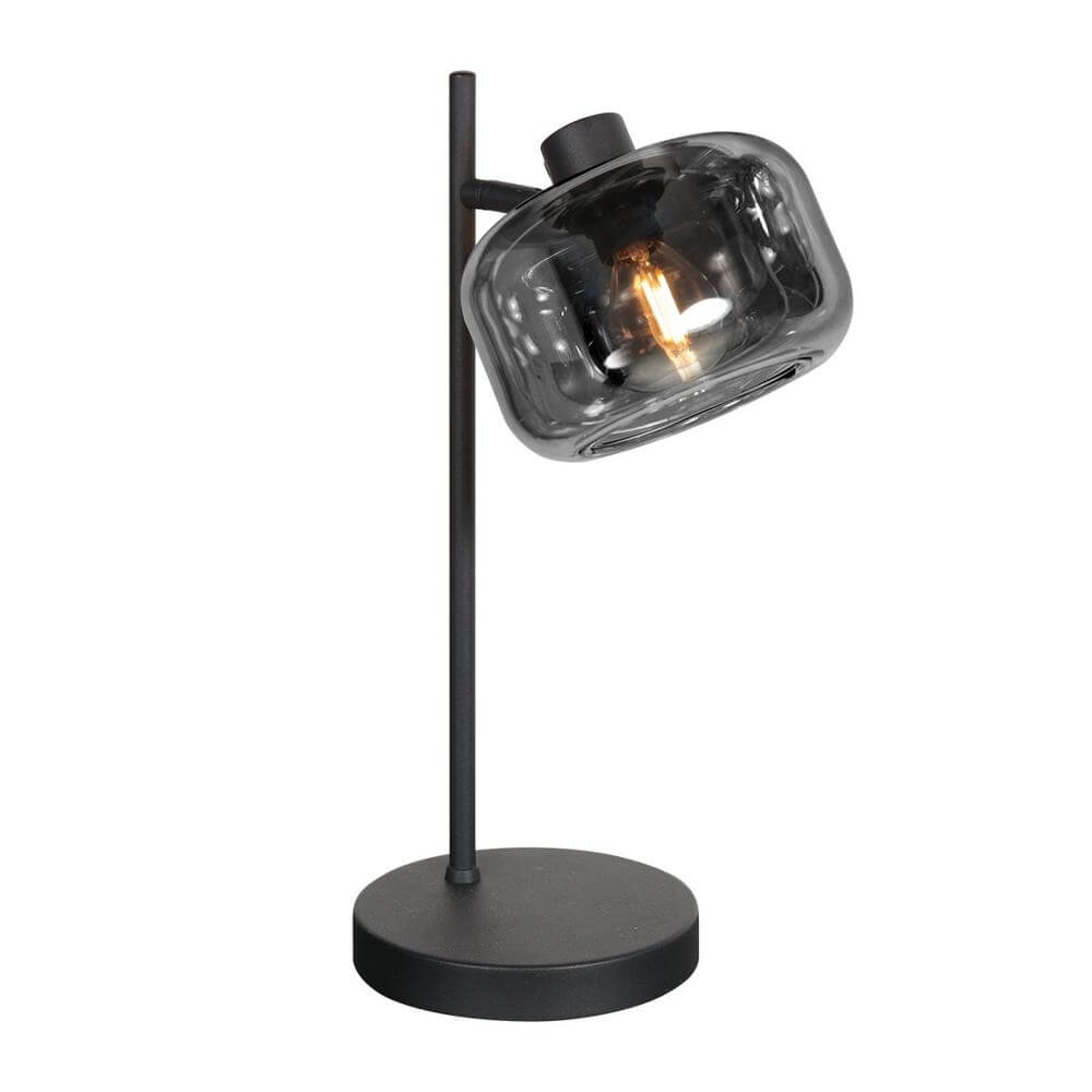 Lampe de table noire Tenebris avec verre fumé