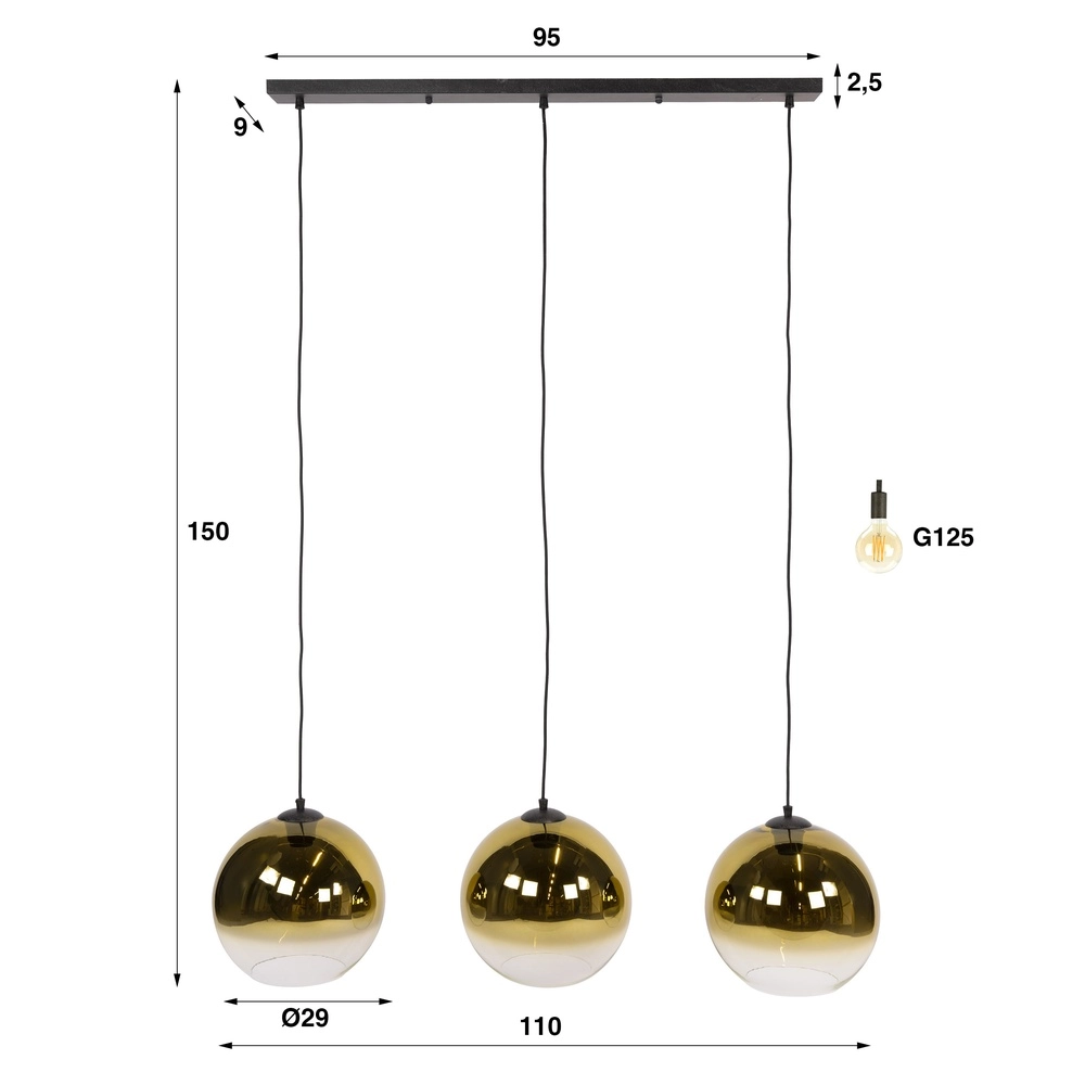 Suspension de 3L Bubble avec du verre doré qui s’estompe. Lyora 8716803511200