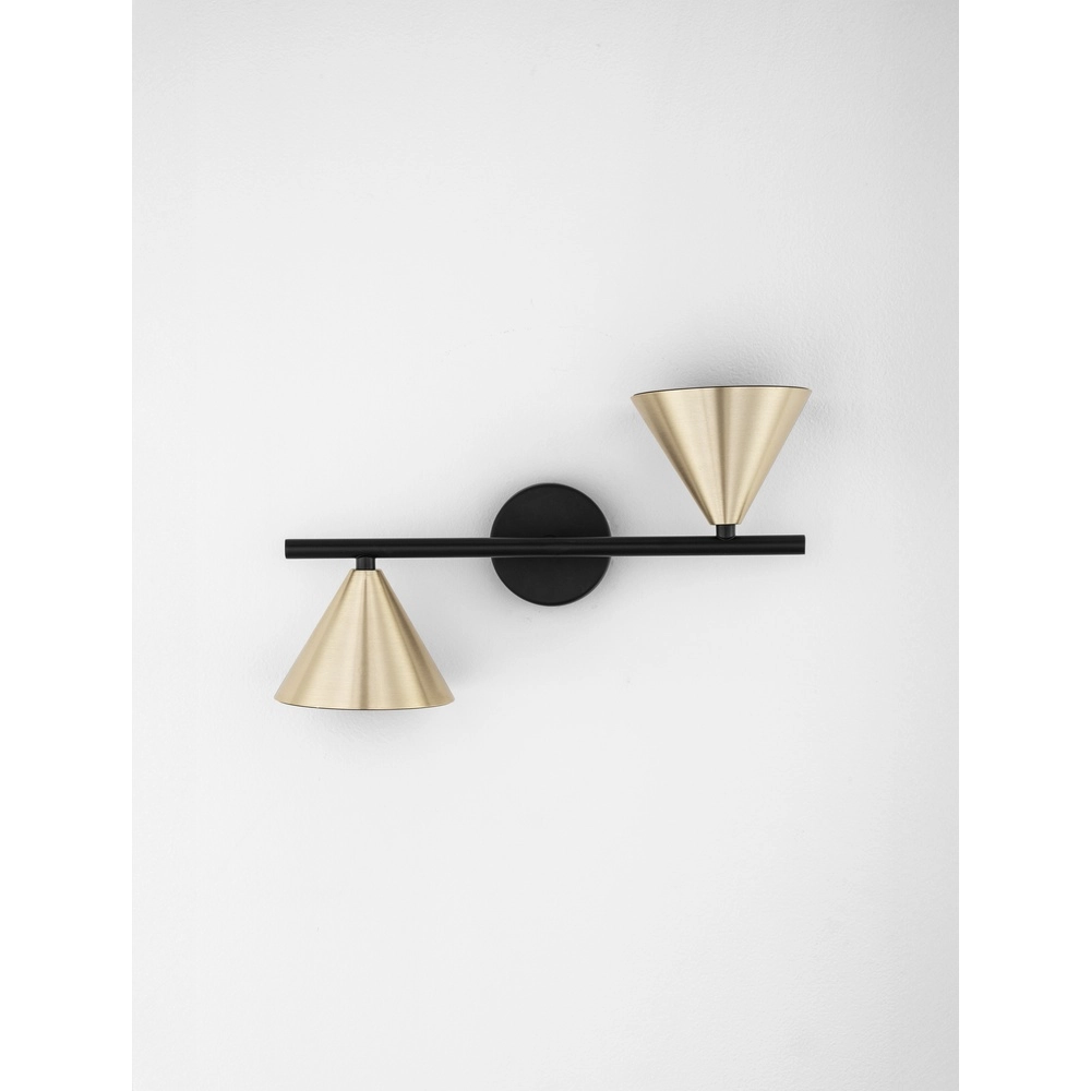 Applique murale Conico Double Noir avec Or Lyora 5212017475398