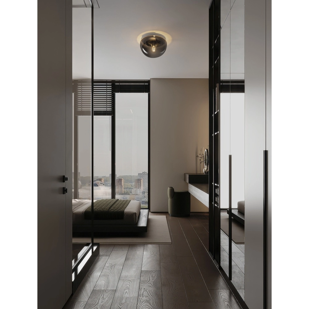 Plafonnier Ebony verre fumé Ø 31,5 cm Lyora 5212017483546