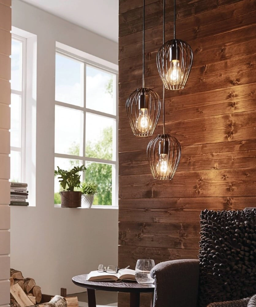 Lampe à suspension Newtown Disk 3 lumières 38cm noir Eglo 9002759494797