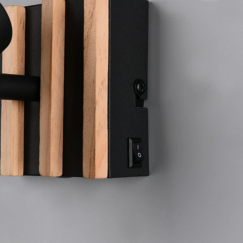 Lampe murale Travia noir avec bois Trio 4017807682588