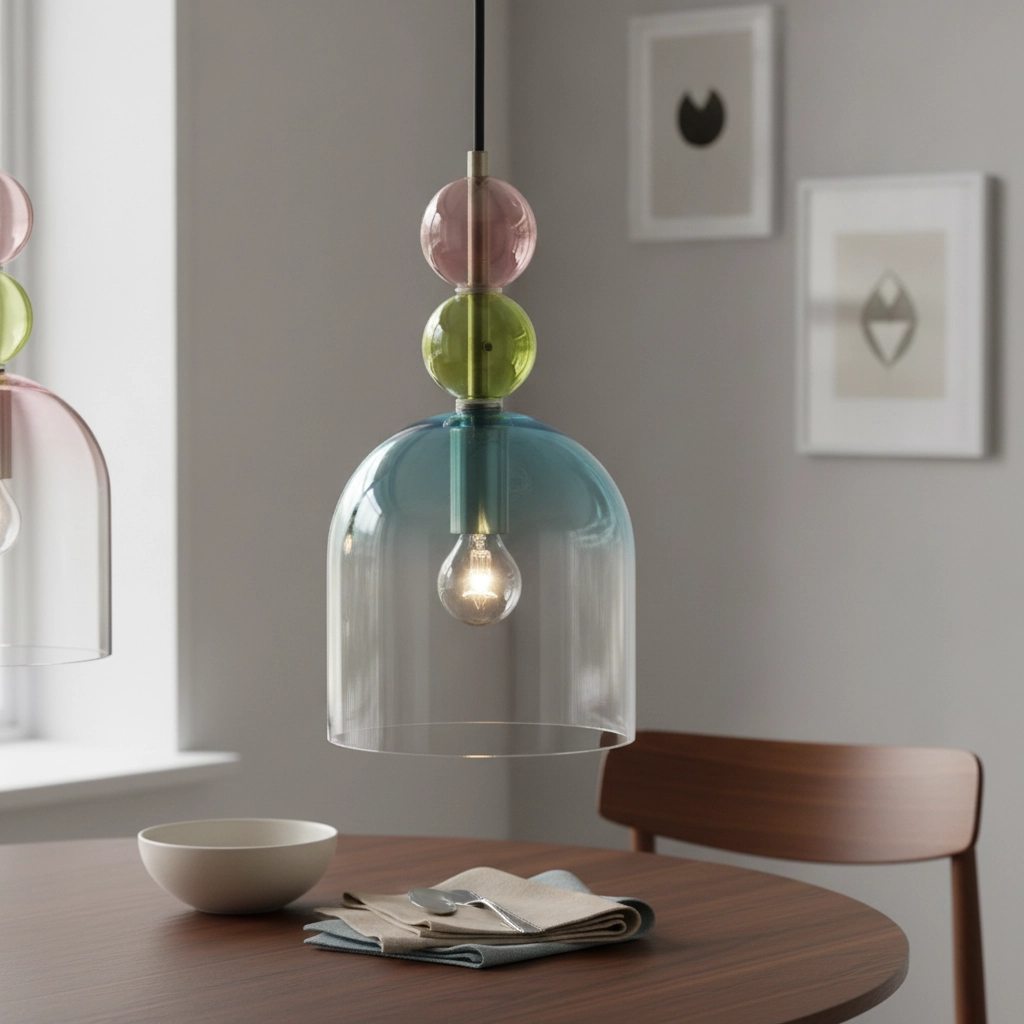 Suspension colorée Murano 5 lumières