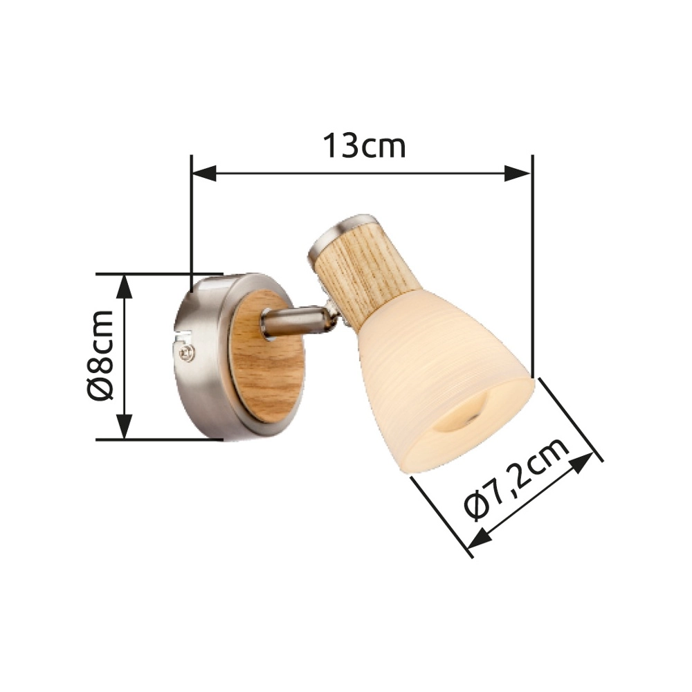 Lampe murale Gylfi Nickel avec bois Globo 9007371343546