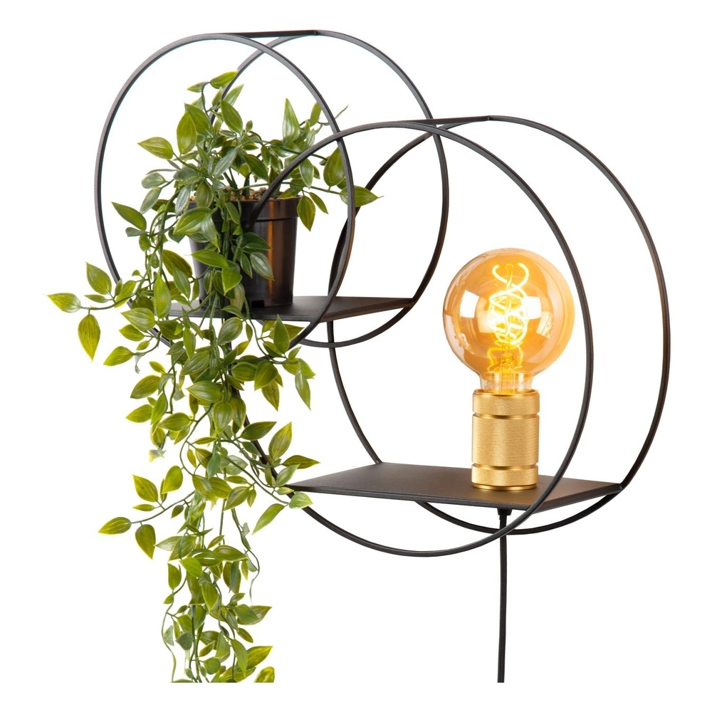 Lampe murale unique Circle noir avec des étagères Lucide 5411212211408