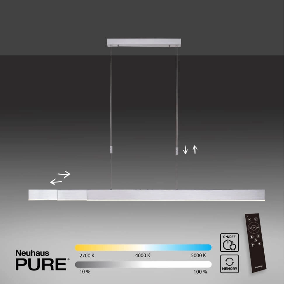 Lampe suspendue LED Pure-Moto métal brossé Paul Neuhaus 4012248363775