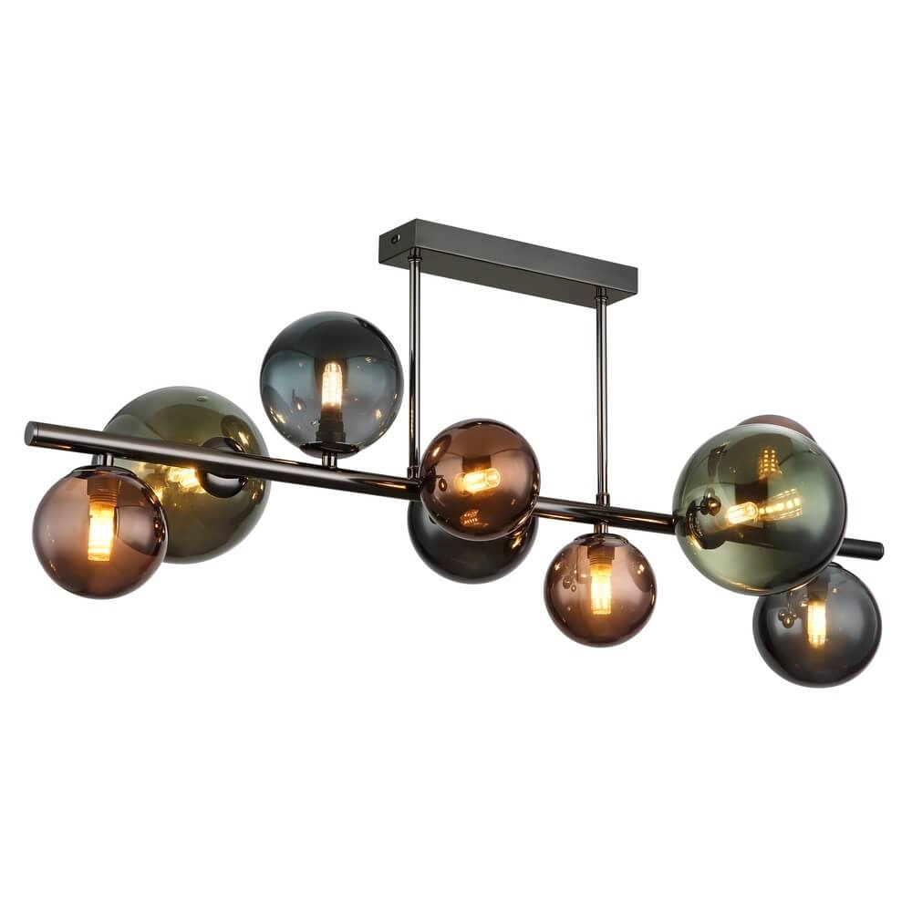 Plafonnier noir Riha Verre coloré 9 lumières Plafonnier noir Riha Verre coloré 9 lumières