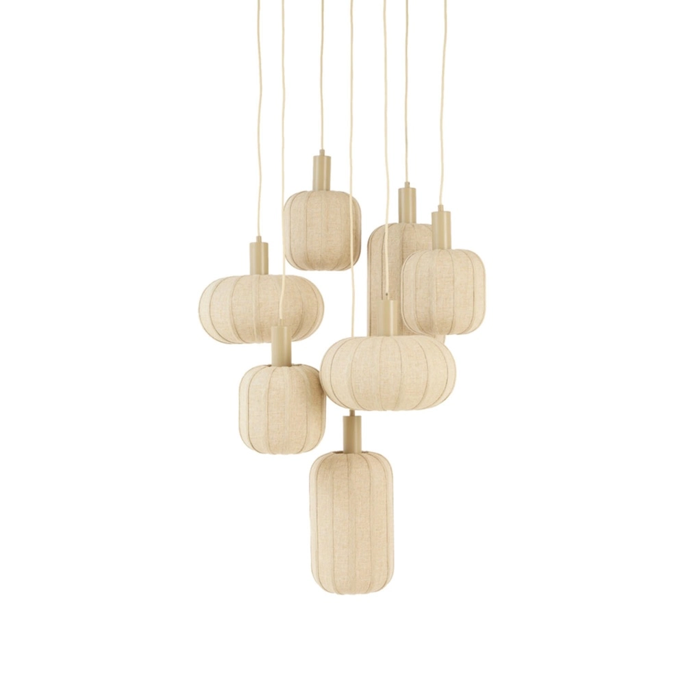 Lampe pendante Japandi Tufia Brun sable 7 clairs