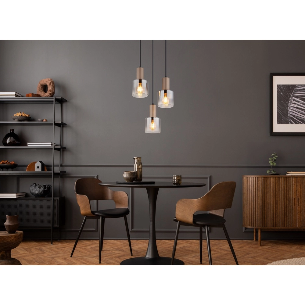 Lampe suspendue Walton 3 café brun clair Globo 9007371583188