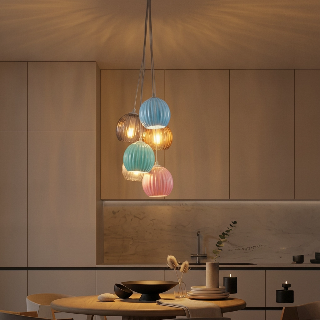 Suspension colorée Meline 6 lumières
