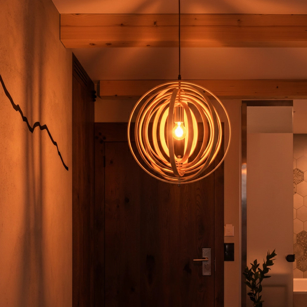 Suspension moderne Asco bois Ø 43cm