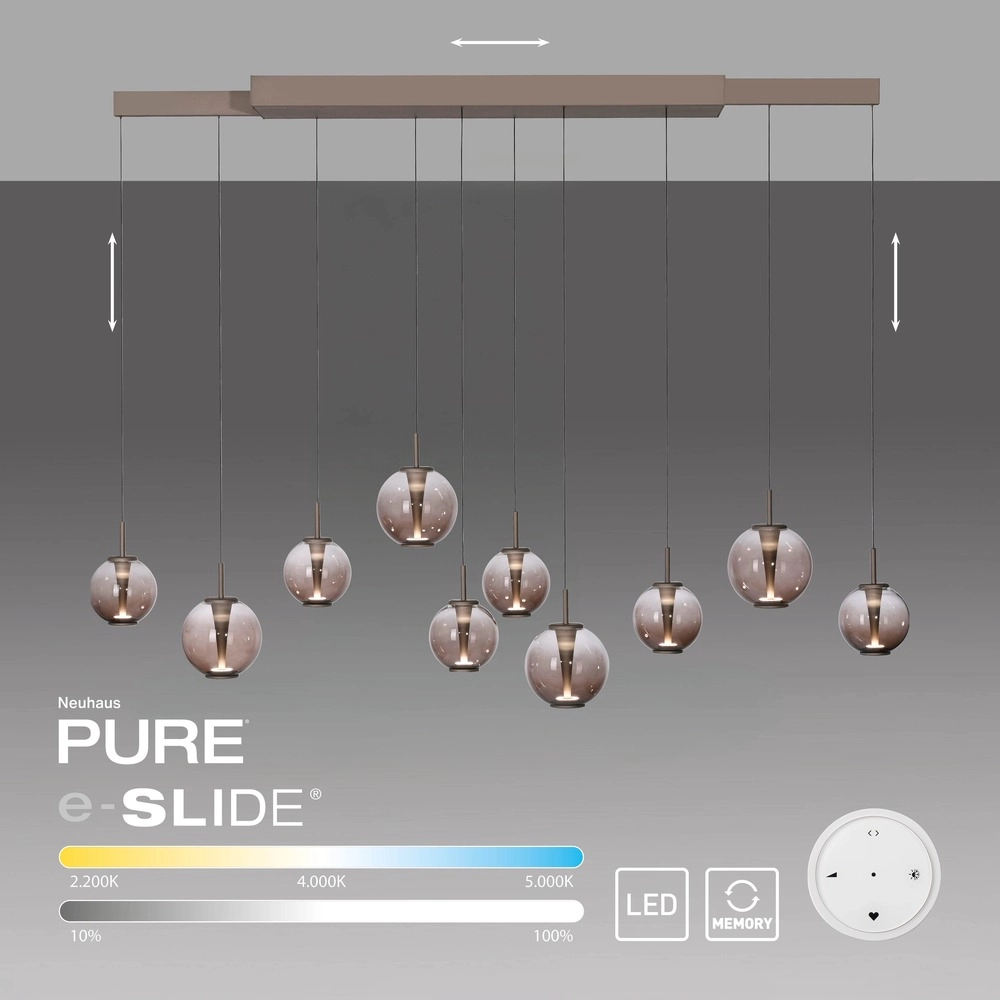 Lampe suspendue Pure E-Infinty Bronce avec verre ambré Paul Neuhaus 4012248397886