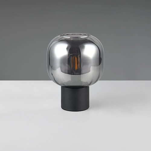 Lampe de table tendance Diva noir avec verre fumé Trio 4017807614596