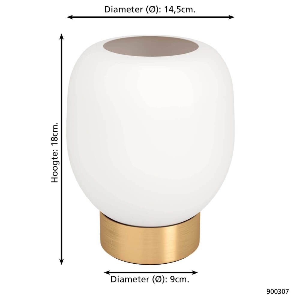 Lampe de table dorée Manzanares avec verre blanc Eglo 9008606235926