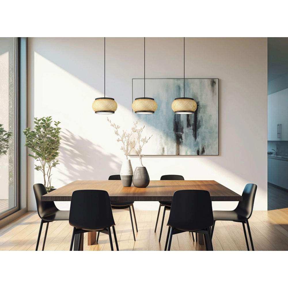 Lampe suspendue Bambora 3 lumières avec du bambou Globo 9007371566860