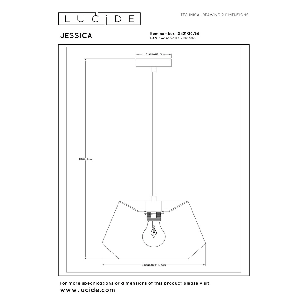 Lampe suspendue Jessica Ø 30cm rose Lucide 5411212106308
