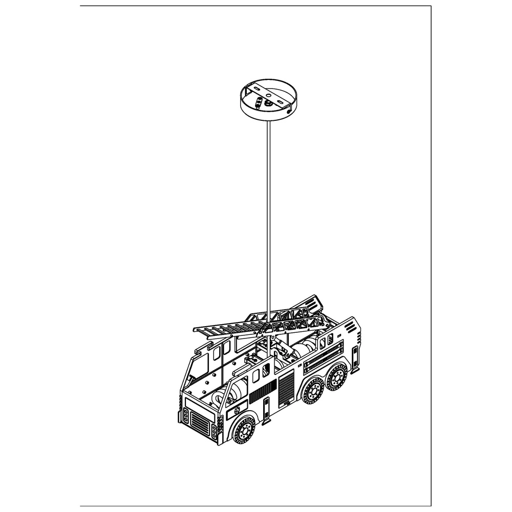 Lampe suspendue Kita Rouge de camion de pompiers Globo 9007371346554