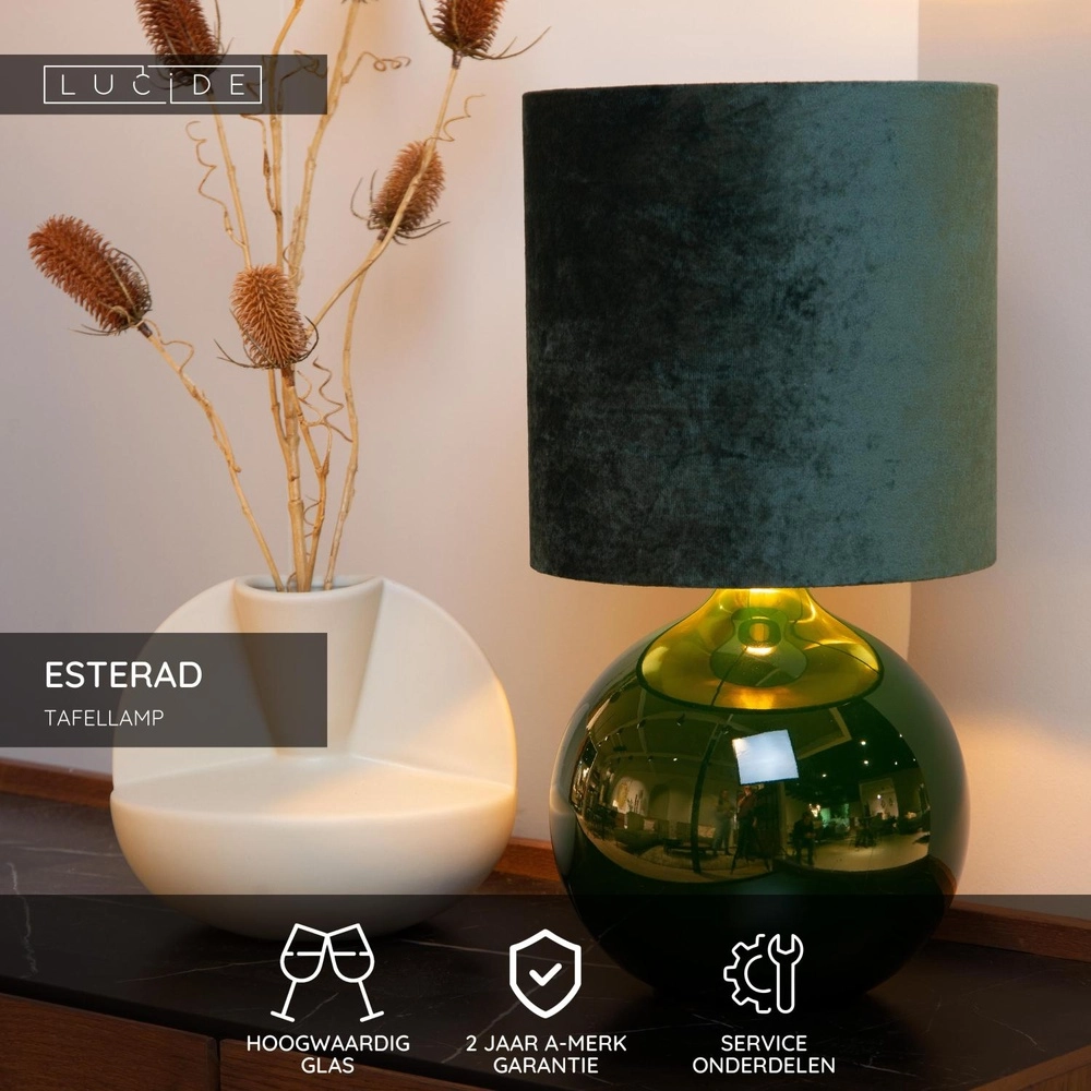 Lampe de table verte Esterad Ø 24cm Lucide 5411212105943