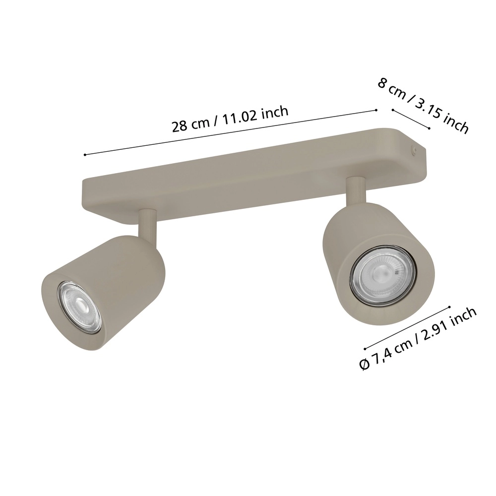 Lampe de plafond marron sable Camaldoli 2x GU10 - orientable Eglo 9008606363162