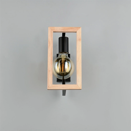 Lampe murale de conception Bano noir avec bois Trio 4017807670899