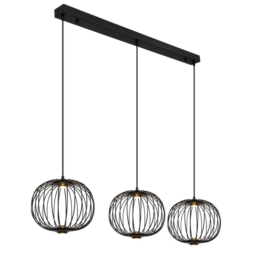 Suspension noire Galway Cage à 3 lumières Suspension noire Galway Cage à 3 lumières