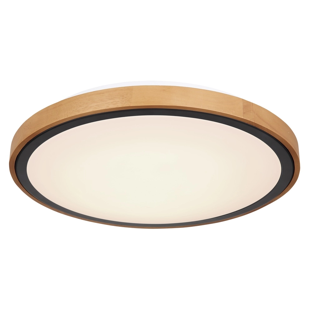 Lampe de plafond Bruno Ø 43,7 noir avec bois
