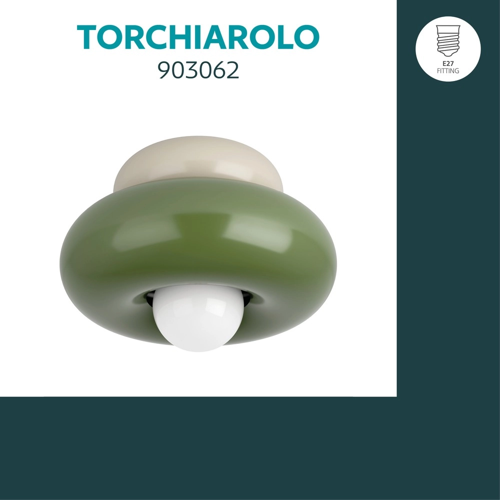 Lampe de plafond à design Torchiarolo brun sable avec du vert Eglo 9008606405480