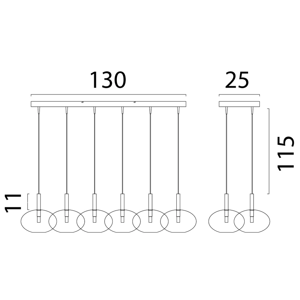 Lampe pendante 6L Ø24cm Lido Onion avec du verre doré qui s’estompe. Masterlight 8718121324999