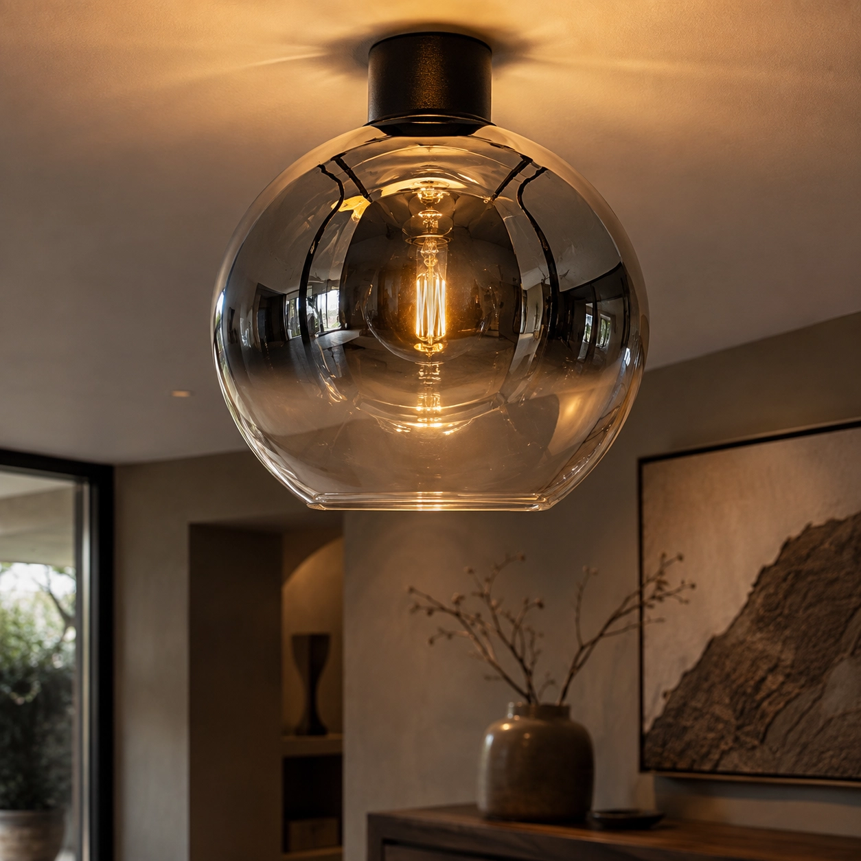 Plafonnier en verre Rosario Ø 30 cm
