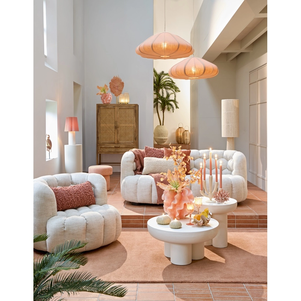 Lampe pendante en tissu Cesano Ø 64cm - rose clair Light & Living 8717807779320