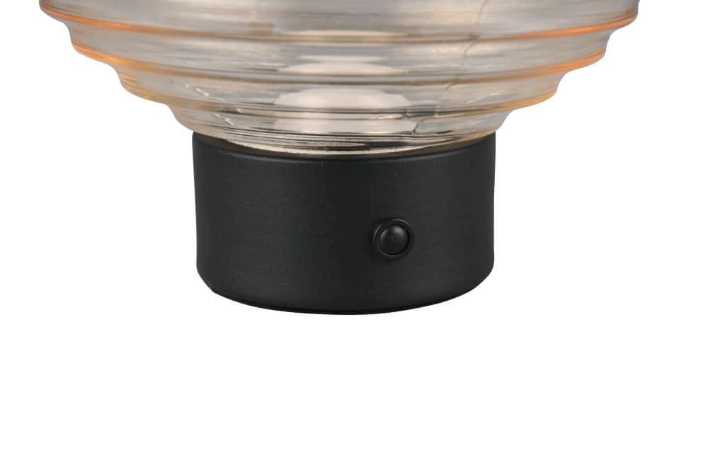 Lampe de table rechargeable noire Earl verre ambré Trio 4017807601923
