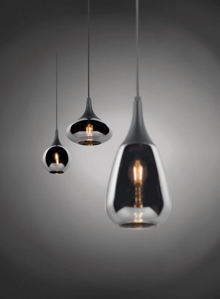 Lampe suspendue 3 lumières Lumina avec verre fumé Trio 4017807542271