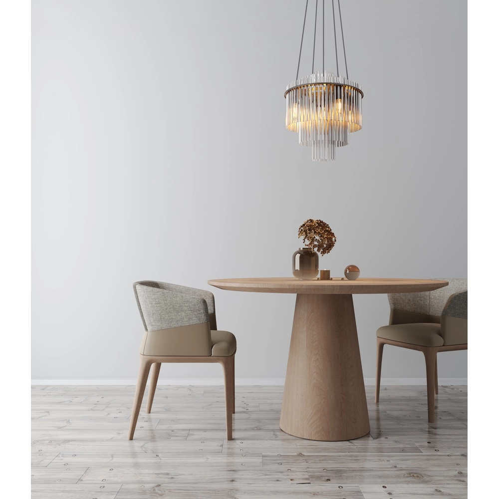 Lampe pendante Ø 40cm Gorley Noir avec tiges en verre fumé Globo 9007371515134