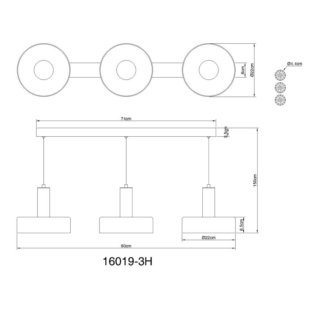 Suspension élégante Grant Gris 3 lumières Globo 9007371474875