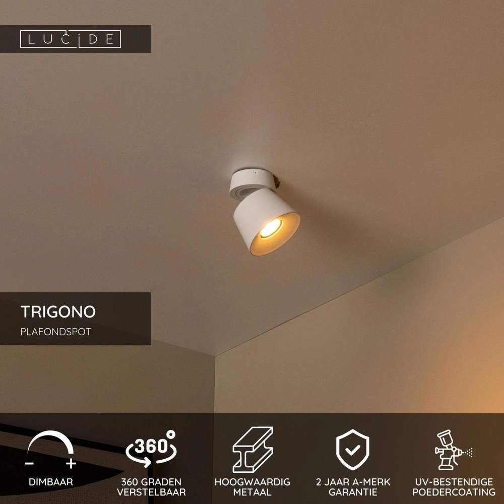 Projecteur de plafond Trigono Seulement blanc Lucide 5411212093127