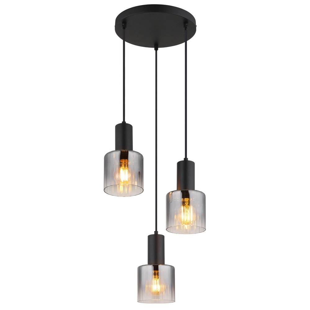Lampe pendante de conception Jack Noir à 3 lumières