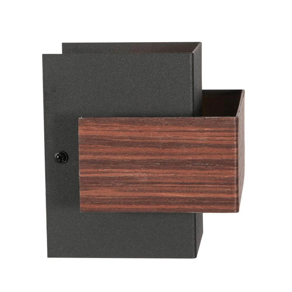 Applique murale Muro noir avec bois S Steinhauer 8712746177749