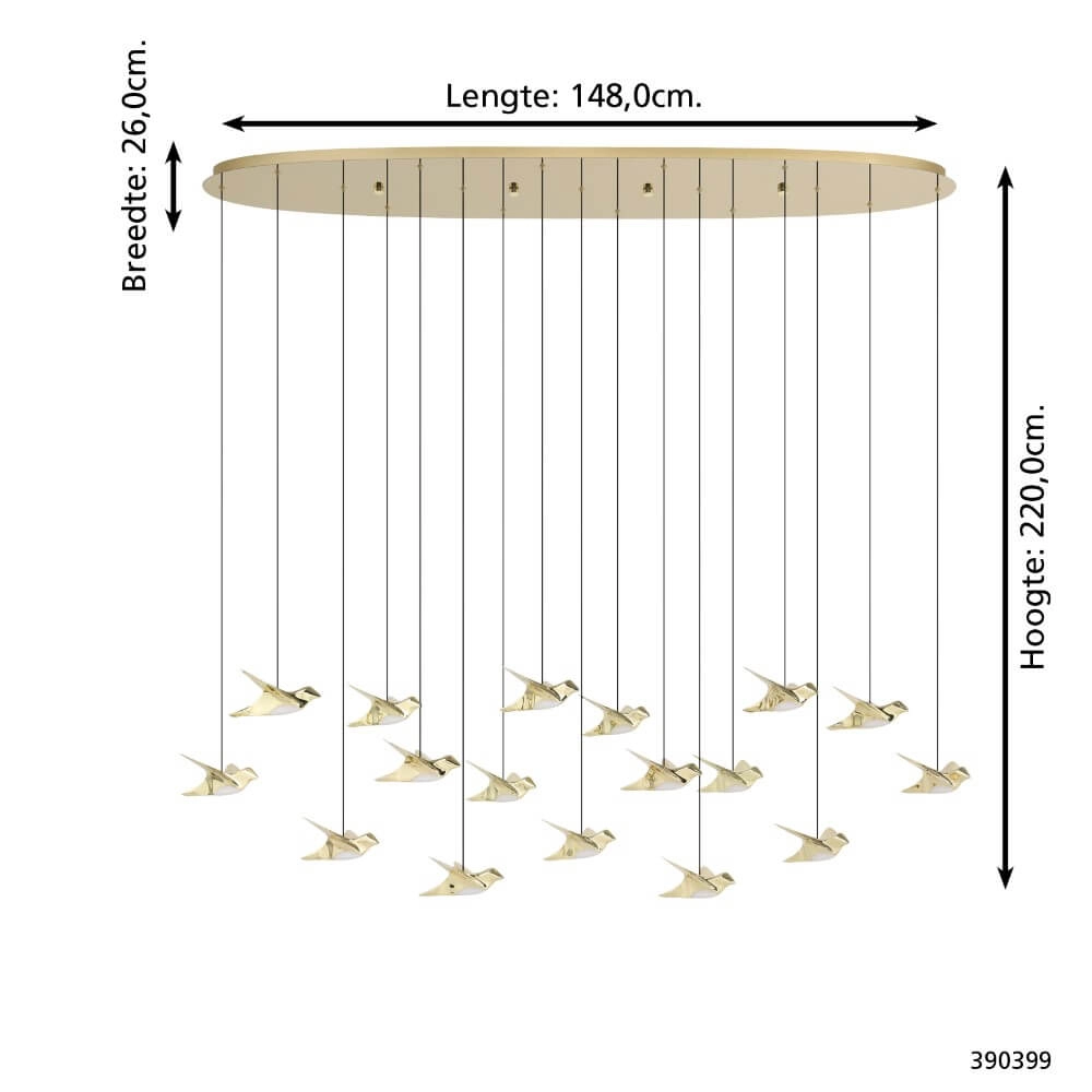 Lampe suspendue 17 lumières Paratebueno 2 laiton Stars of Light 9008606292219