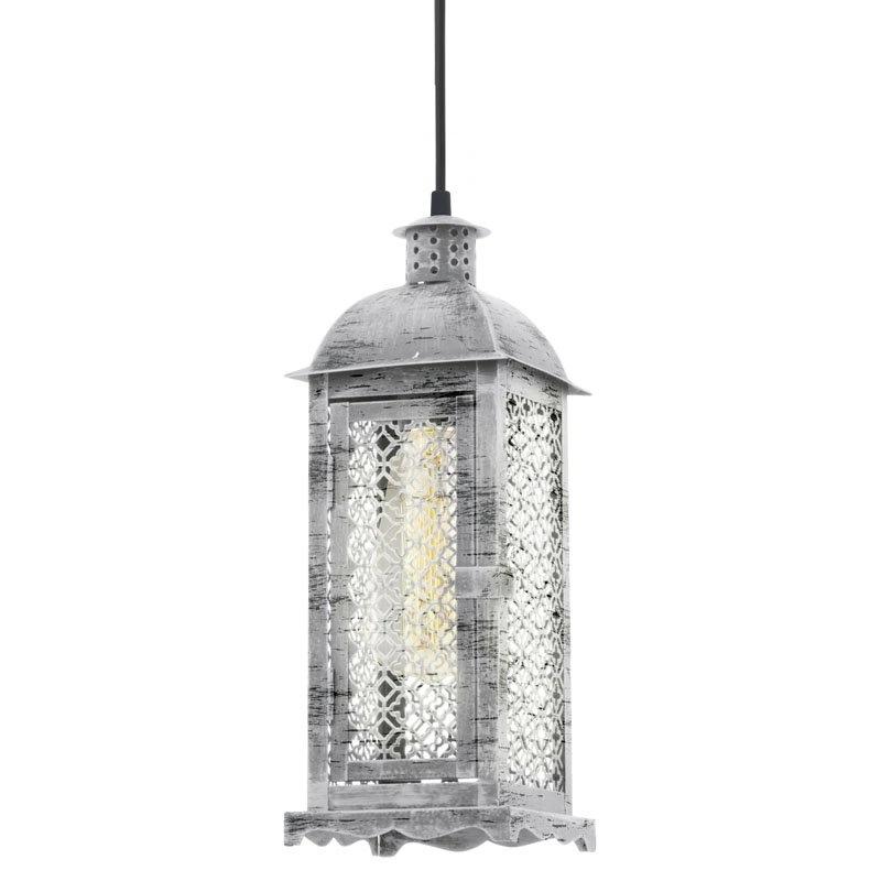 Lampe à suspension Vintage Square Argent ancien