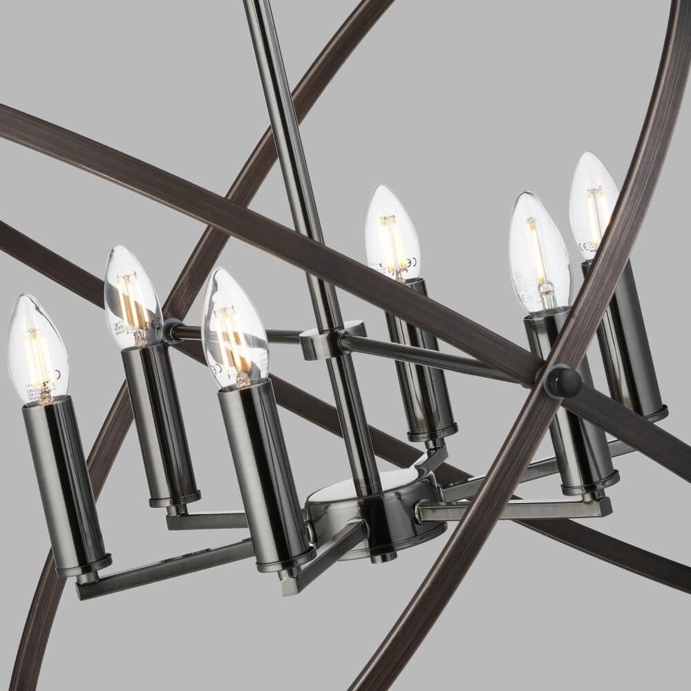 Lampe à suspension classique noire Hoopla 6 lumières Searchlight 5053423135519