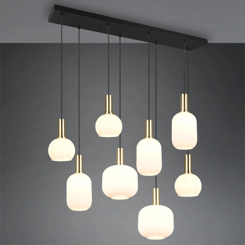 Lampe suspendue pour salle à manger Diva 8 lumières - verre blanc