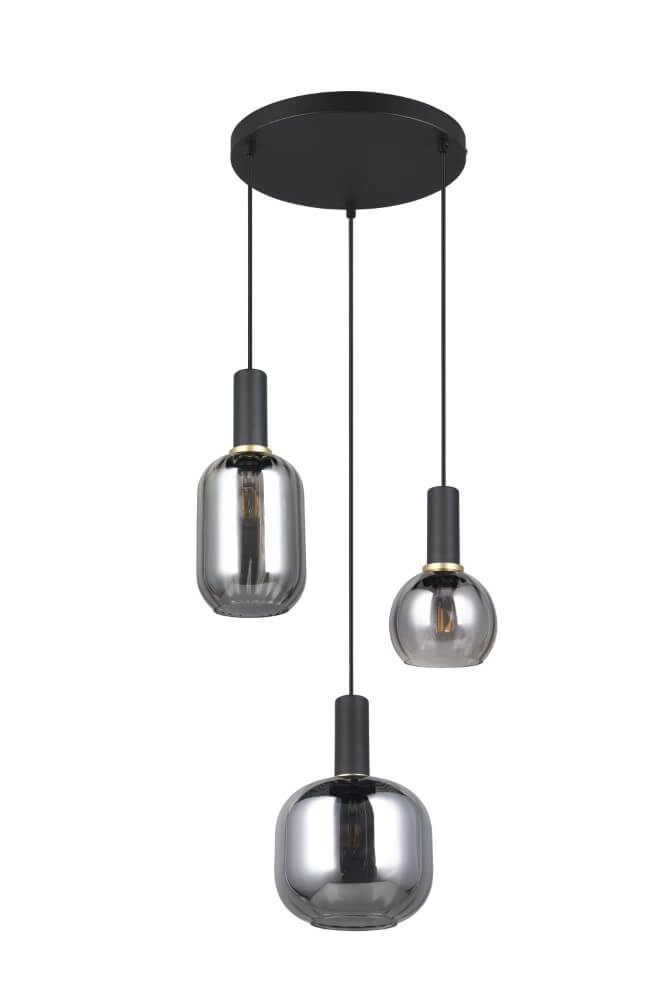 Lampe suspendue pour salle à manger Diva 3 lumières - verre fumé Trio 4017807614565