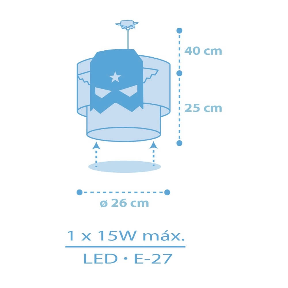 Lampe suspendue chambre d'enfant Blue Hero Ø 26 cm Dalber 8420406618128
